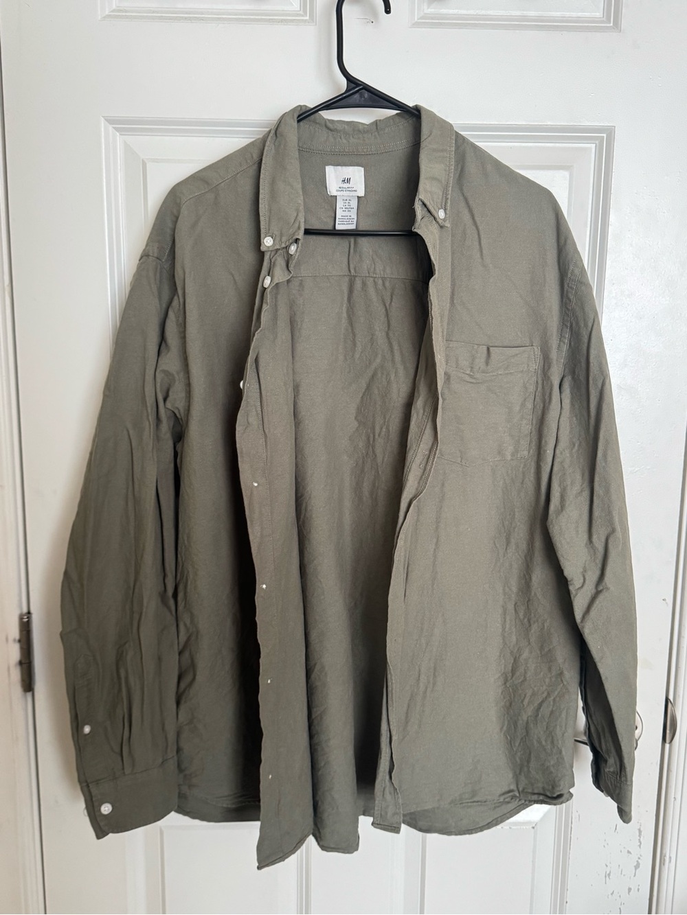 H&M Men's Olive Green Lightweight Shirt Jacket